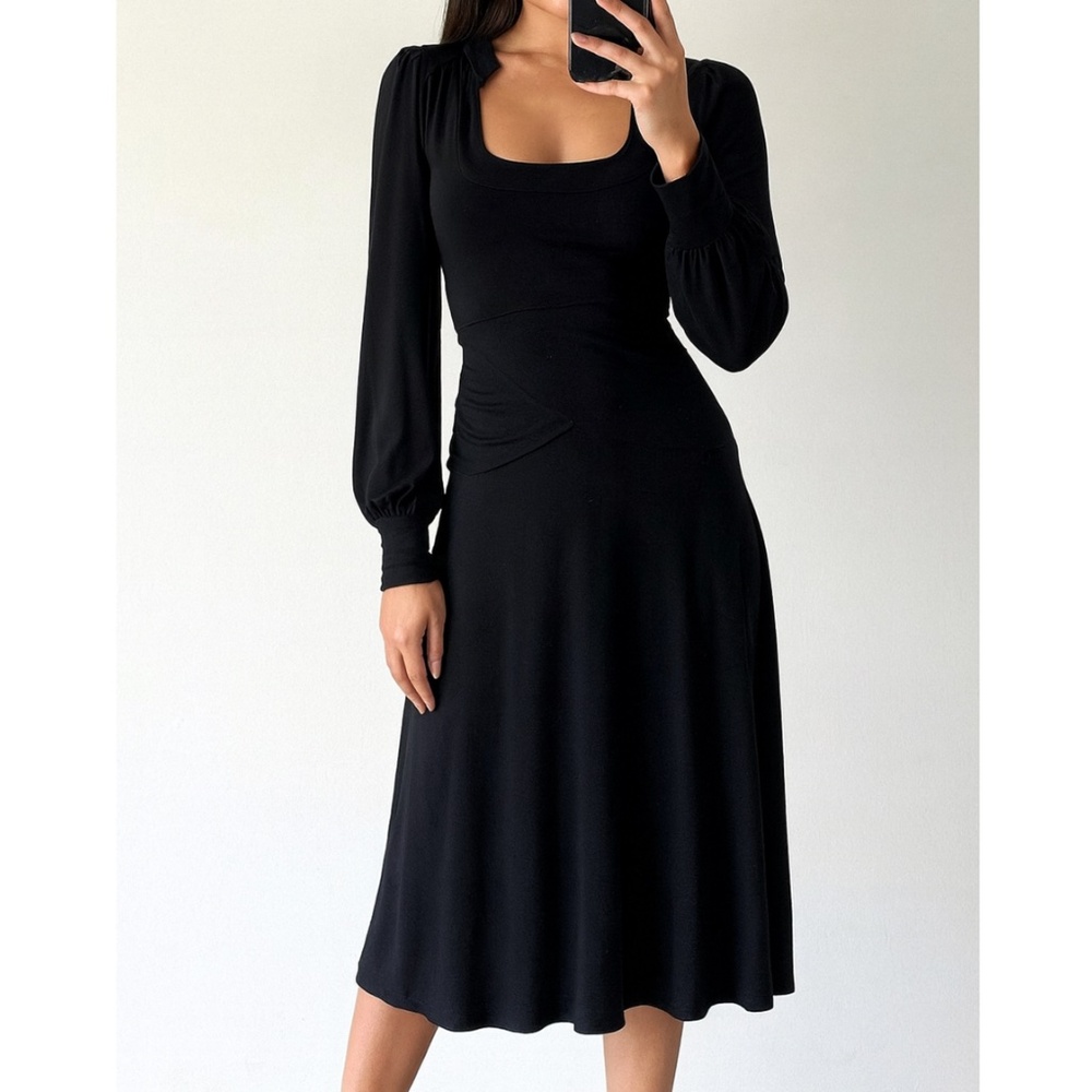 House of Deréon Black Long Sleeve Midi Dress Size 0
